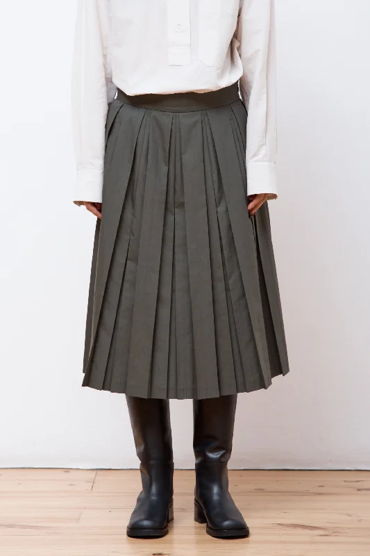 Ticket Pocket Pleated Skirt Faded Green pencil skirt chic