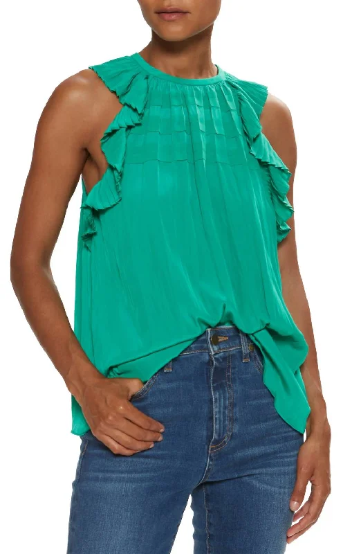 Carmi High Neck Tank Top In Sea Green soft pink tank