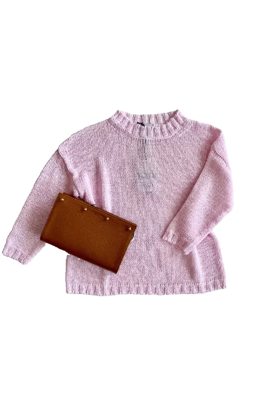 Rose 3/4 Sleeve Open Knit Sweater Mesh Sweater Canvas Denim