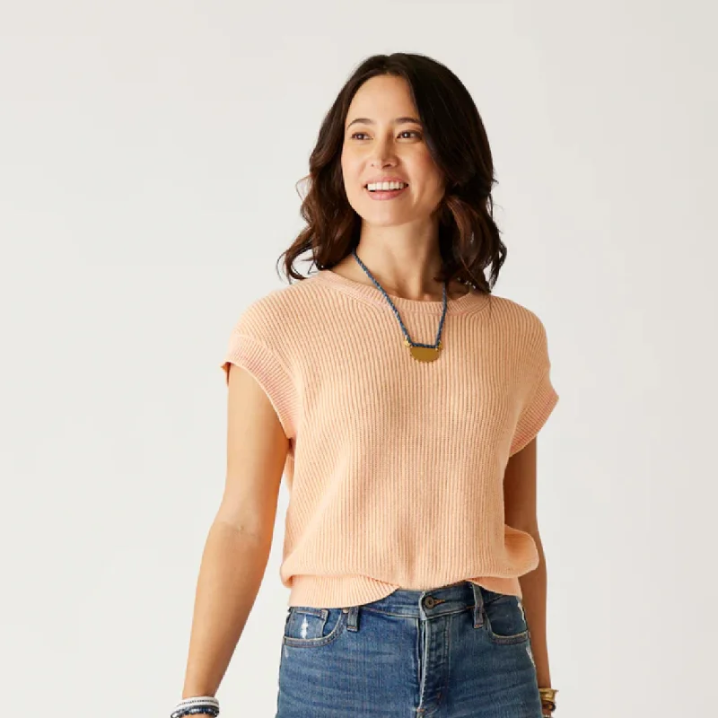 D Phoebe Sweater Top - peach Mesh Fabric Canvas Fabric Denim Fabric