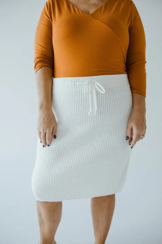 SWEATER PENCIL SKIRT IN SNOW WHITE Faux Fur Fabric Real Fur Fabric Shearling Fabric