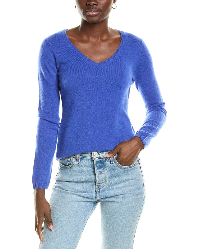 sofiacashmere Modern V-Neck Cashmere Sweater Open Front Closed Front Wrap Front