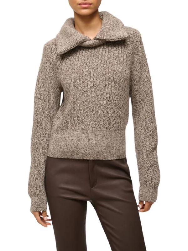 Christopher Sweater In Mocha Melange Seamless Knitted Crochet