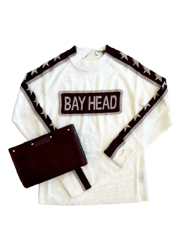 Cream/Burgundy Bay Head Merino Wool Sweater Mesh Blend Leather Blend Suede Blend