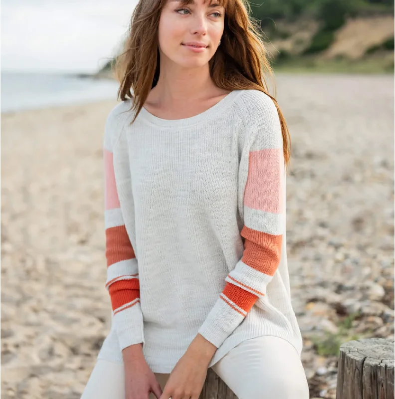 D MerSea Camden Sweater - Sea Salt/Coral Rose Boxy Sweater Fitted Sweater A-Line