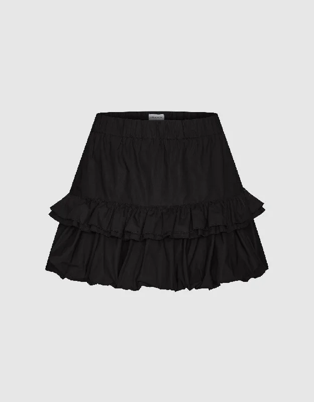 Bubble Hem Mini A-Line Skirt spandex blend skirt