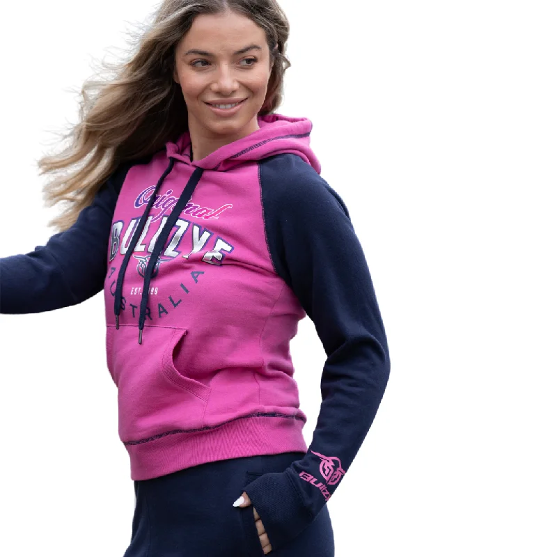 Bullzye Womens Warina Pullover Hoodie - PINK Hoodie with Rolled Sleeves Casual Relaxed