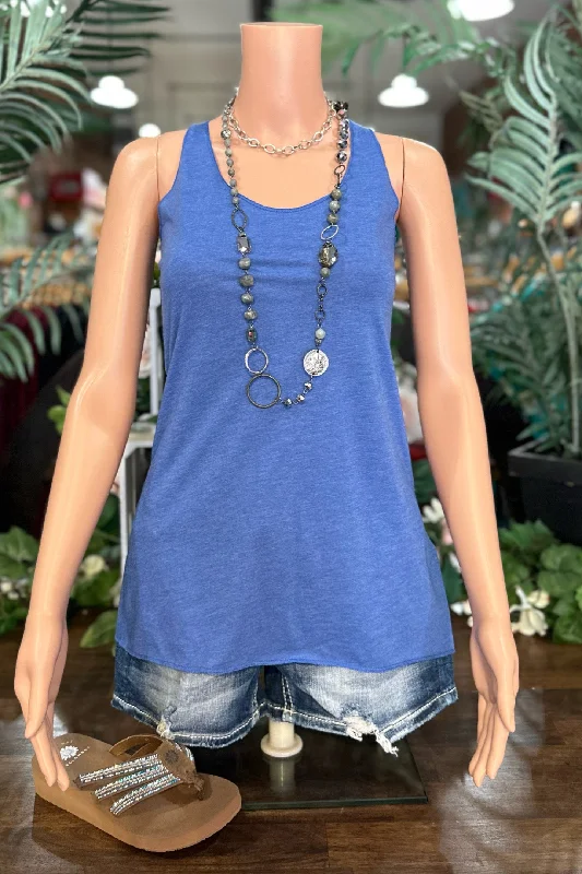 BEST EVER Racerback Tank - Vintage Royal sheer tank top