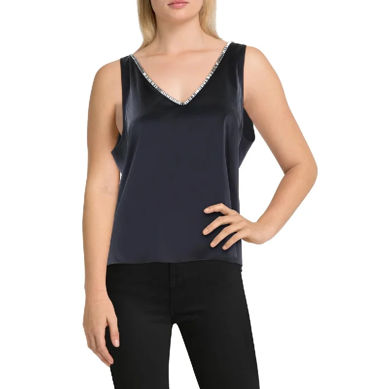 Womens Crystal Neck Embellished Tank Top workout tank top