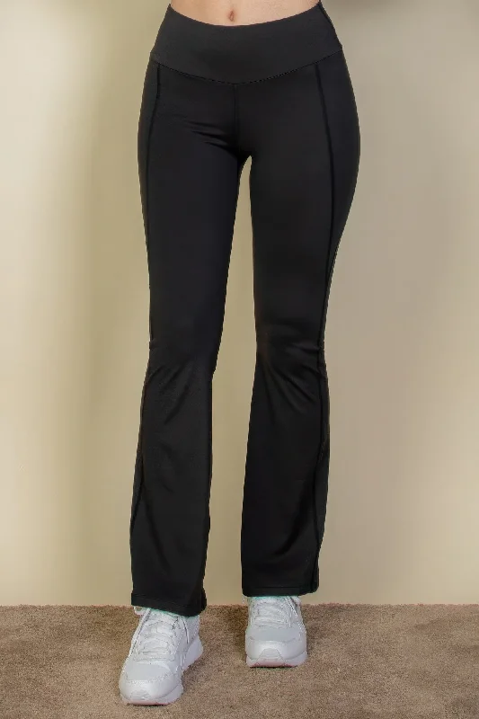 Wide waistband flare leg pants Trendy Wide-Leg Pants