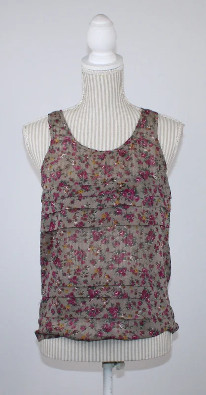 RED BERRY TAN ROSE TANK TOP LADIES MEDIUM PRE-LOVED modal blend tank