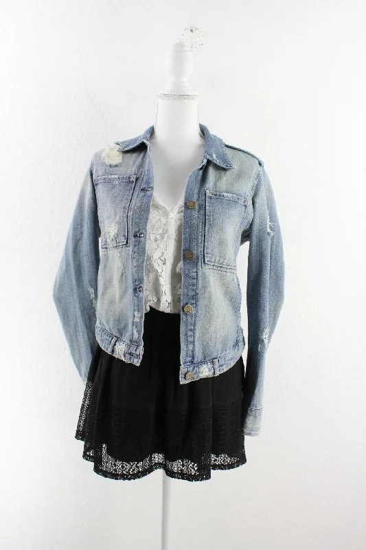 Vintage Light Denim Jeans Jacket (M) Fleece Jacket Down Jacket Feather Jacket