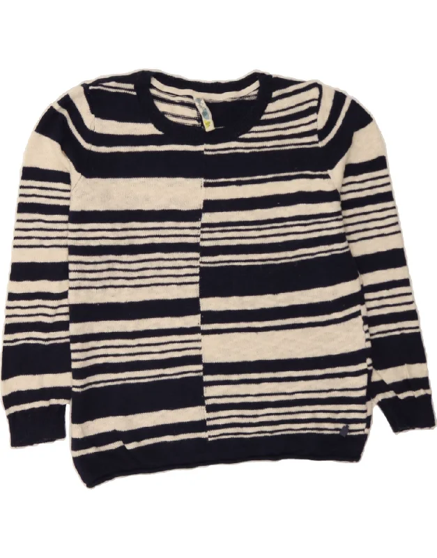 WEIRD FISH Womens Boat Neck Jumper Sweater UK 16 Large Navy Blue Striped Knit Fabric Woven Fabric Fleece Fabric WEIRD FISH Womens Boat Neck Jumper Sweater UK 16 Large Navy Blue Striped Knit Fabric Woven Fabric Fleece Fabric