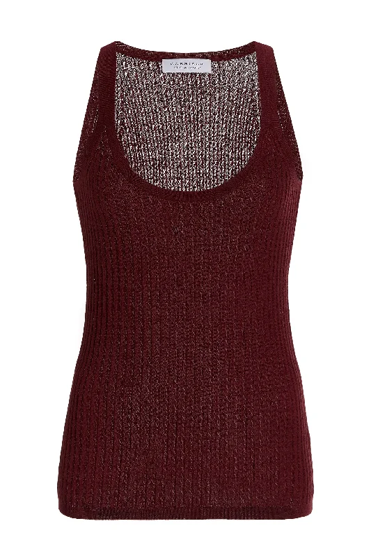 Graham Pointelle Knit Tank Top in Windsor Wine Cashmere Silk navy tank top