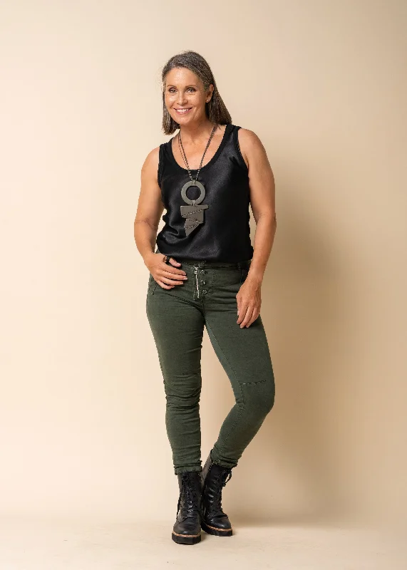Nessie Pants in Khaki Chic Faux Leather Pants