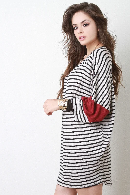 Striped Dolman Sleeve Tunic Dress Tunics Business professional