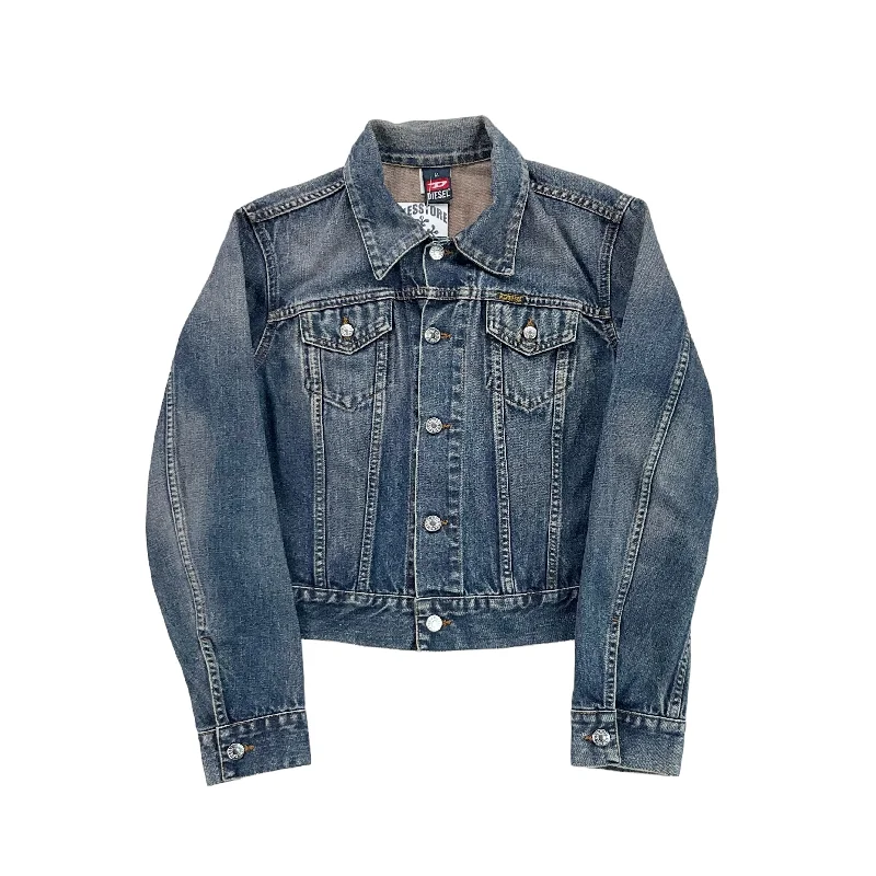 Diesel Denim Jacket - Women/M Tiered Jacket Buttoned Jacket Zippered Jacket