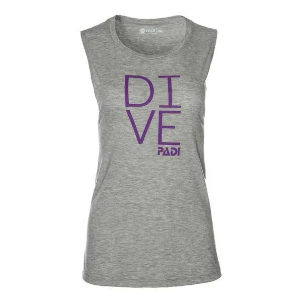 PADI Women's Dive Tank-Grey soft tank top