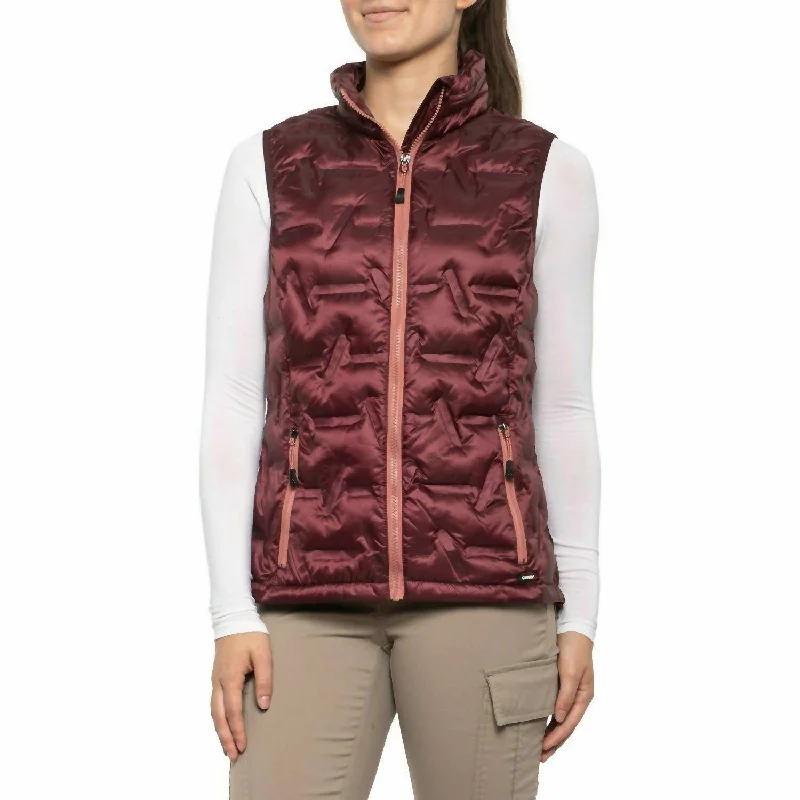 Nina Down Quilted Vest Sweater In Port Wine Nylon Fabric Polyester Fabric Spandex Fabric