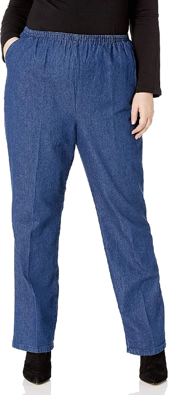 Chic Classic Collection Women's Plus Cotton Pull-on Pant with Elastic Waist Chic Black Leggings