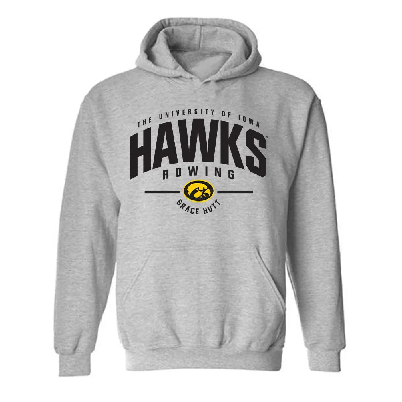 Iowa - NCAA Women's Rowing : Grace Hutt - Classic Fashion Hooded Sweatshirt Hoodie with Rolled Sleeves Casual Relaxed Iowa - NCAA Women's Rowing : Grace Hutt - Classic Fashion Hooded Sweatshirt Hoodie with Rolled Sleeves Casual Relaxed