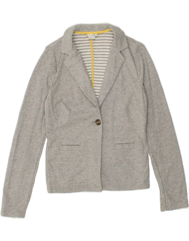 BODEN Womens 1 Button Blazer Jacket UK 12 Medium Grey Cotton Satin Fabric Silk Fabric Chiffon Fabric BODEN Womens 1 Button Blazer Jacket UK 12 Medium Grey Cotton Satin Fabric Silk Fabric Chiffon Fabric