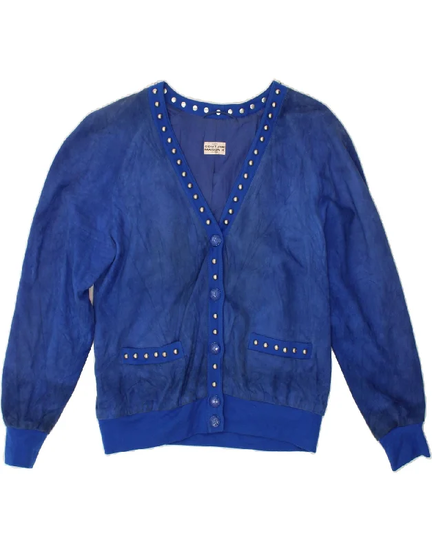 VINTAGE Womens Suede Jacket UK 14 Large Blue Wool Jacket Cashmere Jacket Tweed Jacket VINTAGE Womens Suede Jacket UK 14 Large Blue Wool Jacket Cashmere Jacket Tweed Jacket