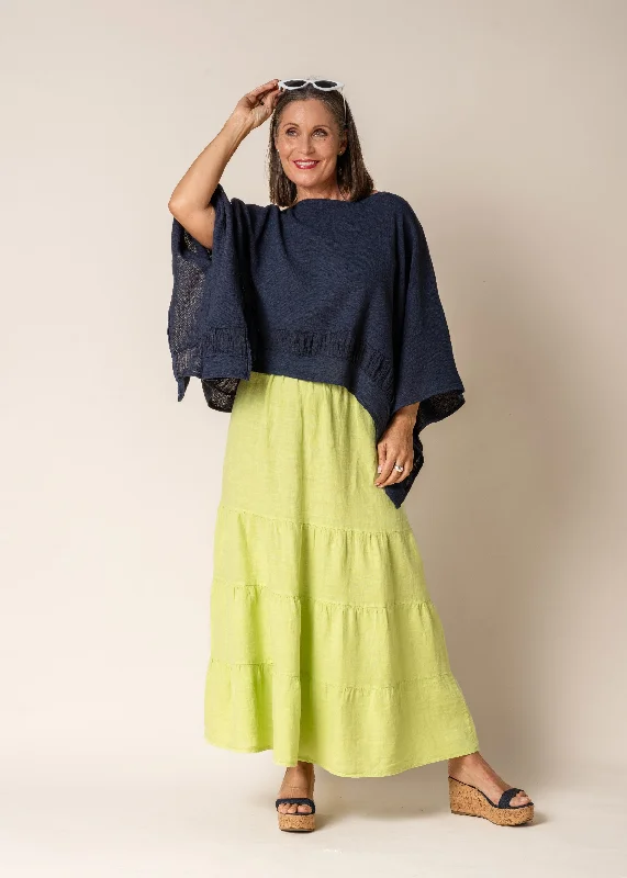Lora Linen Skirt in Lime Splice wrap skirt elegant