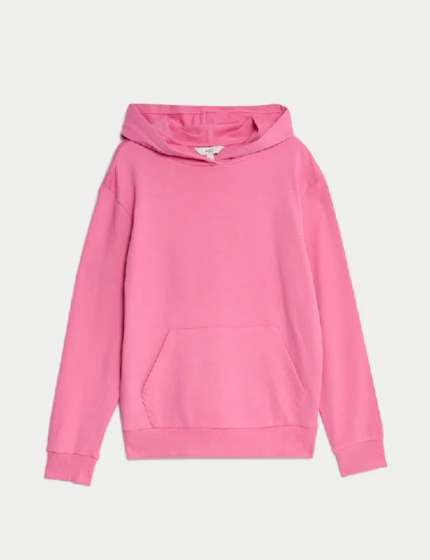 Cotton Rich Hoodie Hoodie with Longline Fit Extended Stylish