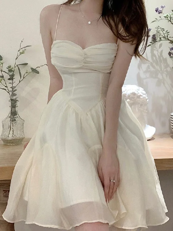 Wjczt Summer Spaghetti Strap Dress Pleated Backless Corset Dress High Waist Slim Short A-Line Dress Gauze Women's Spring Clothing Tunics Denim casual Wjczt Summer Spaghetti Strap Dress Pleated Backless Corset Dress High Waist Slim Short A-Line Dress Gauze Women's Spring Clothing Tunics Denim casual