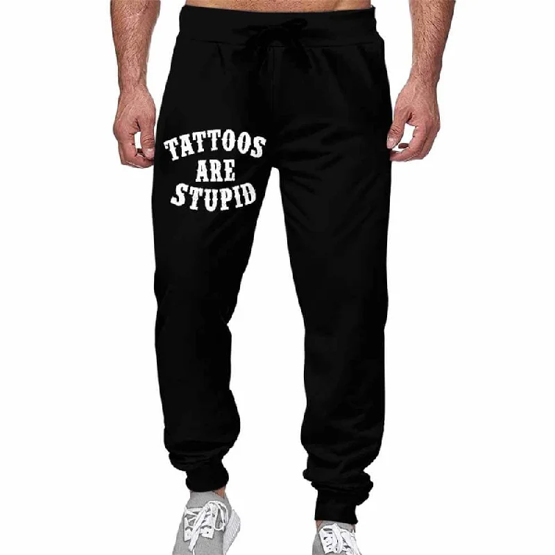 Tattoos Are Stupid Casual Elastic Drawstring Pants Trendy Printed Pants