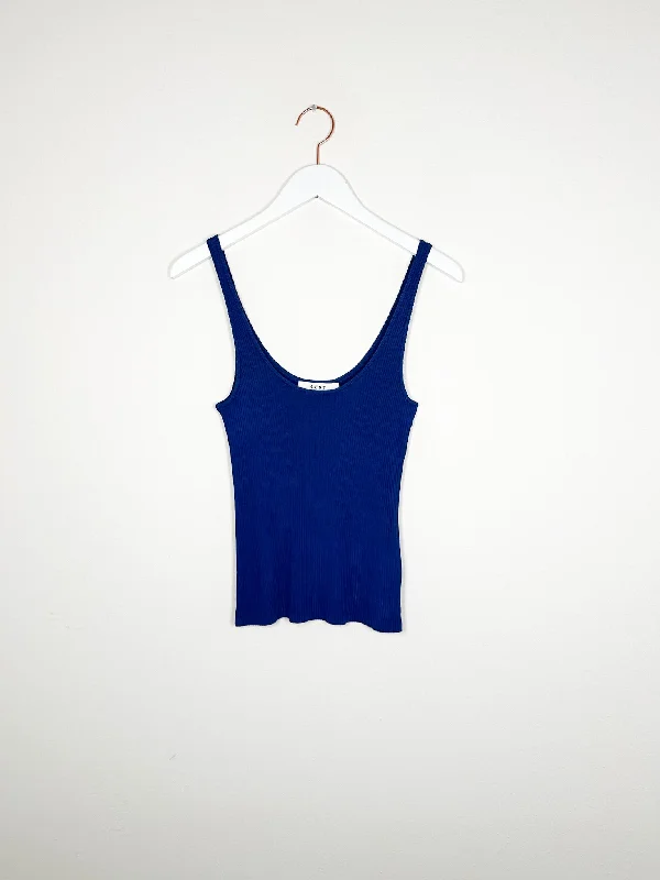 6397 - Slinky Rib Tank - Cobalt crew neck tank