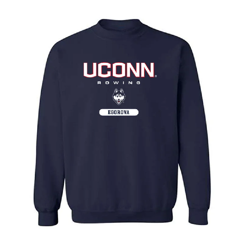 UConn - NCAA Women's Rowing : Polina Egorova - Classic Shersey Crewneck Sweatshirt Hoodie with Hem Raw Edge Edgy Unfinished UConn - NCAA Women's Rowing : Polina Egorova - Classic Shersey Crewneck Sweatshirt Hoodie with Hem Raw Edge Edgy Unfinished