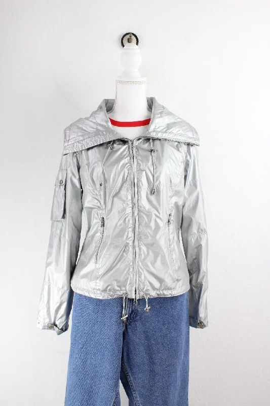Vintage Ralph Lauren Silver Jacket (M) Tiered Jacket Buttoned Jacket Zippered Jacket Vintage Ralph Lauren Silver Jacket (M) Tiered Jacket Buttoned Jacket Zippered Jacket