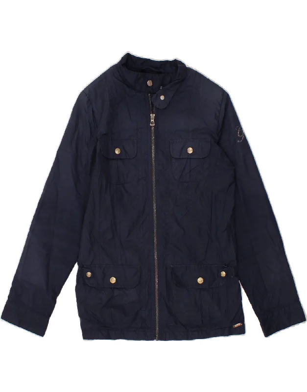 GEOX RESPIRA Womens Utility Jacket UK 12 Medium Navy Blue Polyester Corduroy Jacket Velvet Jacket Brocade Jacket