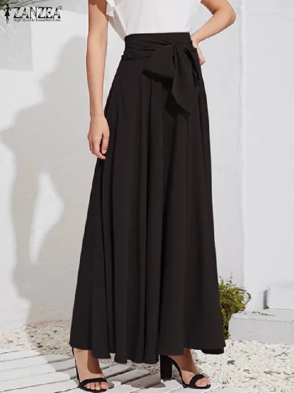 ZANZEA Elegant Women Summer Bow Tie A-line Holiday Skirt Faldas Saia Fashion Beach High Waist Solid Long Skirts Maxi Skirt Jupe 2XL S1844789 chiffon skirt delicate ZANZEA Elegant Women Summer Bow Tie A-line Holiday Skirt Faldas Saia Fashion Beach High Waist Solid Long Skirts Maxi Skirt Jupe 2XL S1844789 chiffon skirt delicate