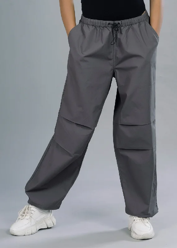 Parachute Pants For Women - Grey Elegant Trouser Pants