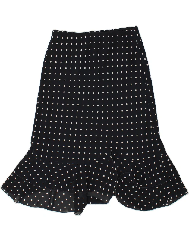 LIBRA Womens Trumpet Skirt UK 16 Large  W34 Navy Blue Polka Dot Polyester leather skirt bold