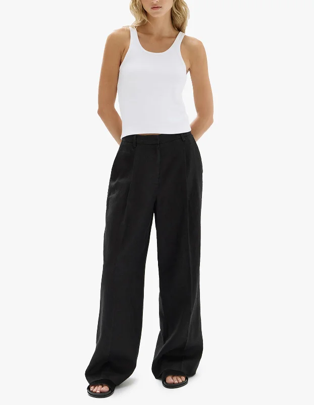 Aria Linen Pant - Black Lightweight Linen Pants