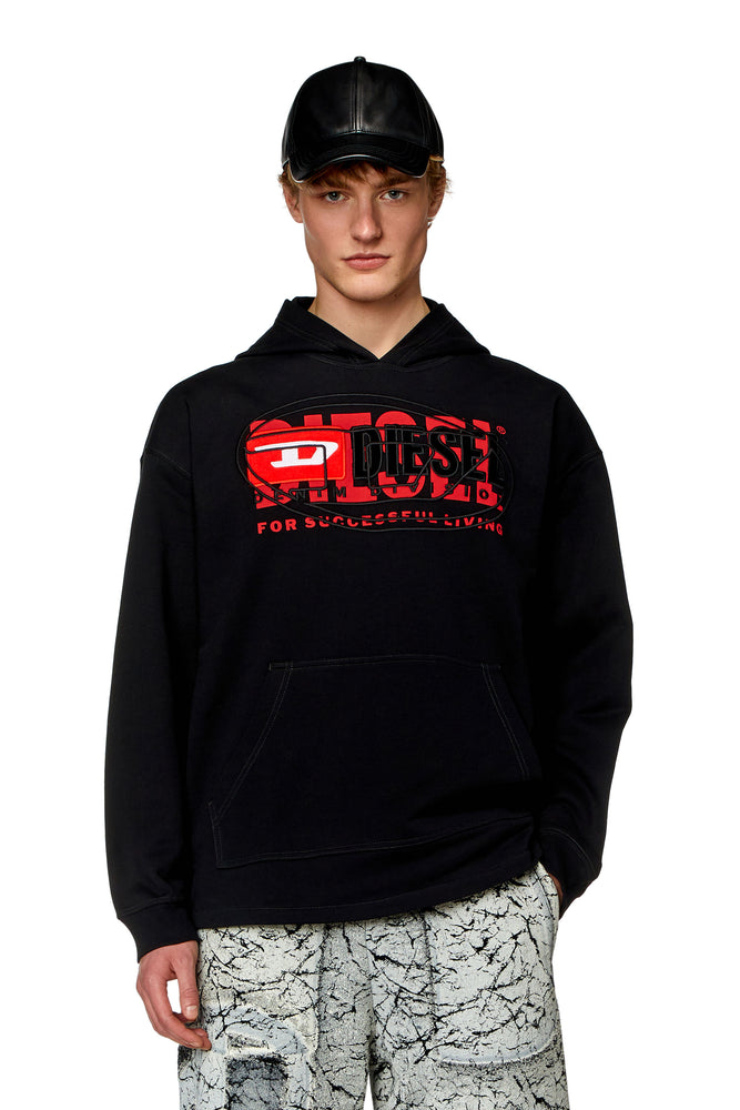 Hoodie with layered logos Hoodie with Elastic Waist Stretchable Comfortable