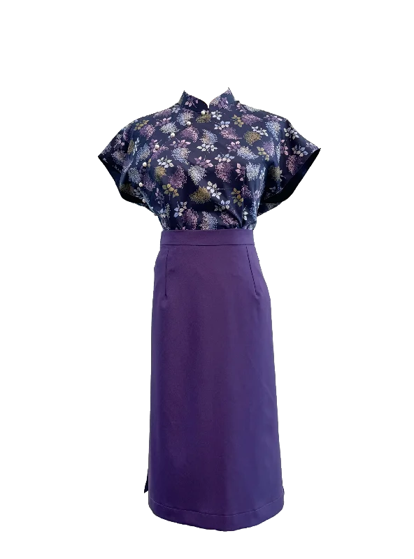 Purple Liberty Top and Cotton Wool Skirt Set chiffon skirt lightweight