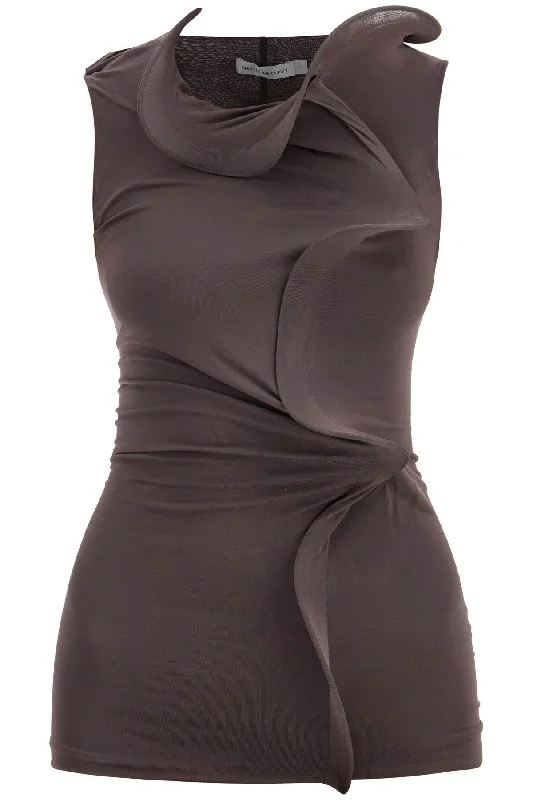 smoke gray viscose tank top with wide neckline 24041225 SMOKE striped tank top