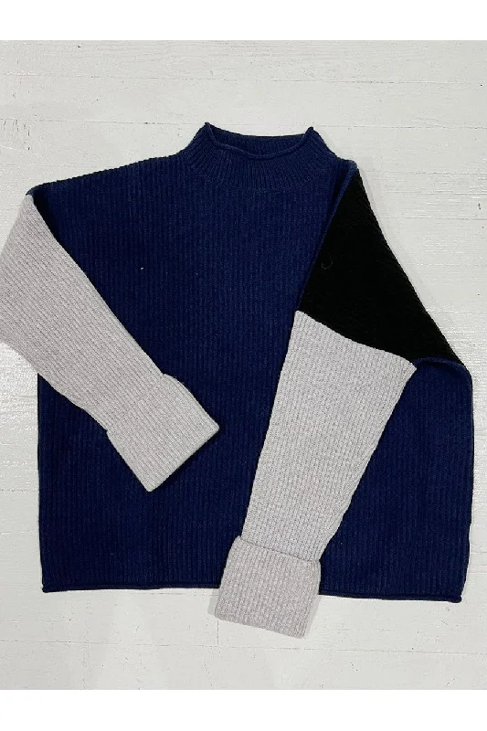 Black Navy & Grey Colorblock Turtle Roll Cuff Cashmere Sweater Houndstooth Herringbone Solid Black Navy & Grey Colorblock Turtle Roll Cuff Cashmere Sweater Houndstooth Herringbone Solid