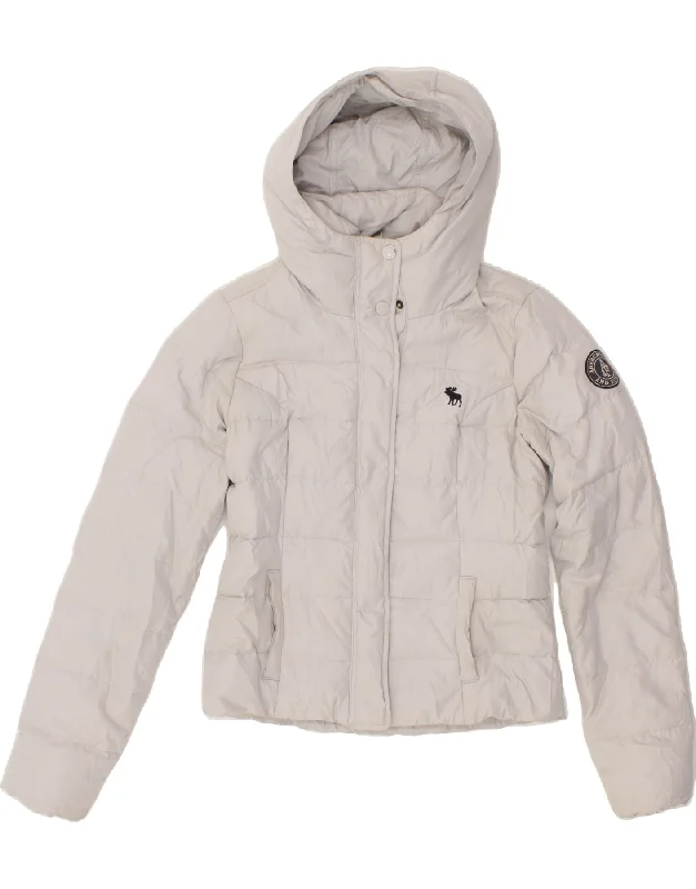 ABERCROMBIE & FITCH Womens Hooded Padded Jacket UK 12 Medium White Notch Collar Jacket Peter Pan Collar Jacket Cowl Neck Jacket ABERCROMBIE & FITCH Womens Hooded Padded Jacket UK 12 Medium White Notch Collar Jacket Peter Pan Collar Jacket Cowl Neck Jacket