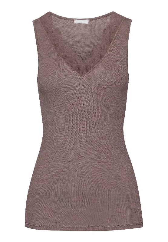 Woolen Lace Fine Ribbed Wool And Silk Tank Top | Stonewash 70912-2756 bronze tank top