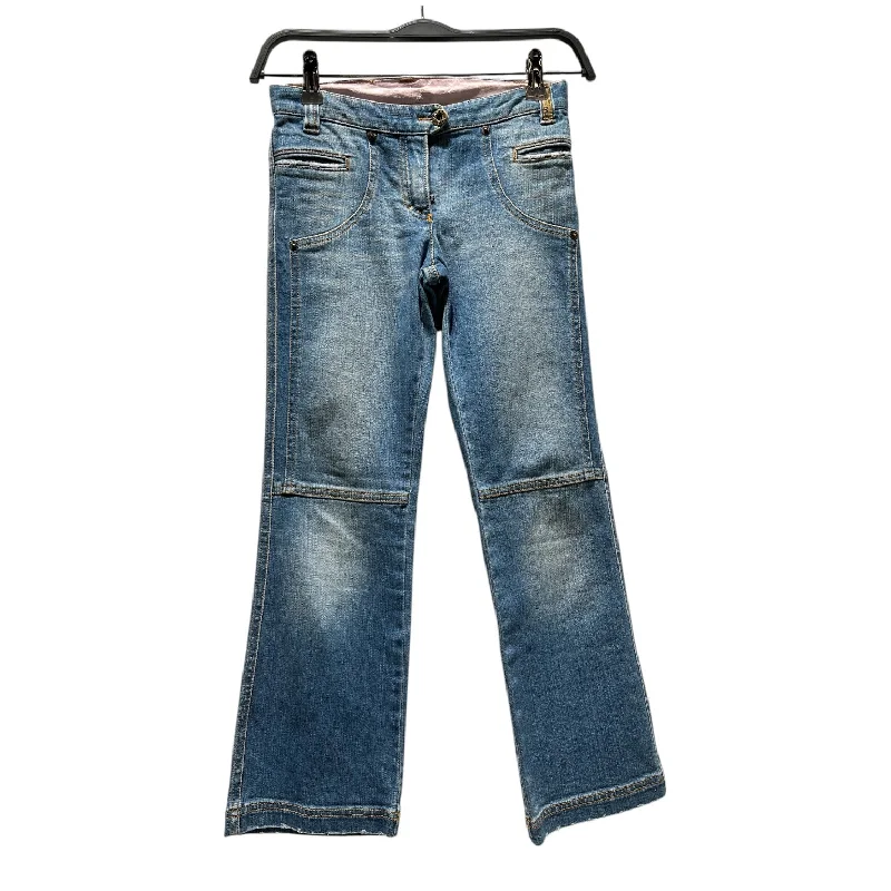 D&G JUNIOR/Straight Pants/8/Cotton/BLU/DOUBLE KNEE Trendy Wide-Legged Trousers