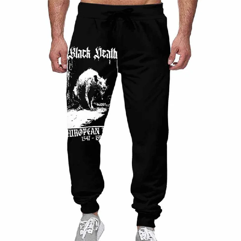 Black Death Rat Casual Elastic Drawstring Pants Elegant Dress Pants