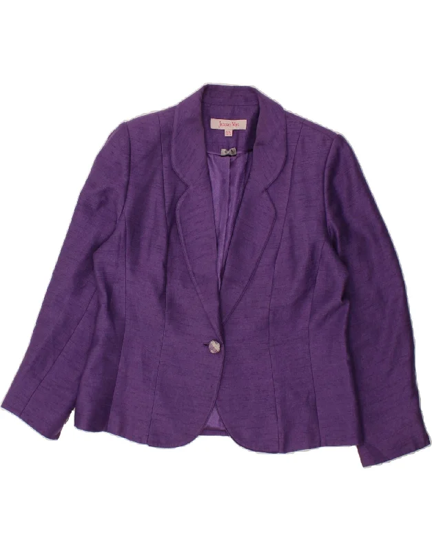 JACQUES VERT Womens 1 Button Blazer Jacket UK 16 Large Purple Viscose Knit Jacket Woven Jacket Fleece Jacket