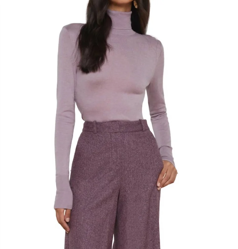 Flora Turtleneck Sweater In Wisteria/gold Nylon Fabric Polyester Fabric Spandex Fabric