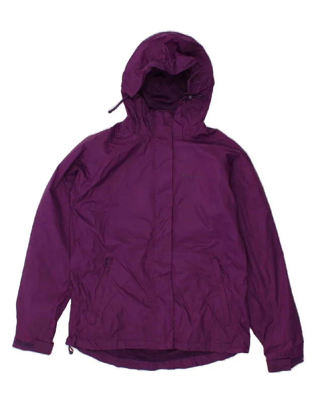 MOUNTAIN WAREHOUSE Womens Loose Fit Hooded Rain Jacket UK 10 Small Purple Zippered Front Buttoned Front Snap Front MOUNTAIN WAREHOUSE Womens Loose Fit Hooded Rain Jacket UK 10 Small Purple Zippered Front Buttoned Front Snap Front